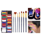 Maxbell Face Body Paint Palettes Water Based with 7 Brushes for Carnival