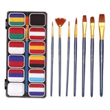 Maxbell Face Body Paint Palettes Water Based with 7 Brushes for Carnival