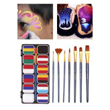 Maxbell Face Body Paint Palettes Water Based with 7 Brushes for Carnival