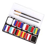 Maxbell 12 Colors Face Body Paint Palettes with 2 Brushes Professional for Carnival