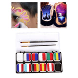 Maxbell 12 Colors Face Body Paint Palettes with 2 Brushes Professional for Carnival