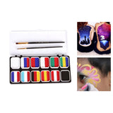 Maxbell 12 Colors Face Body Paint Palettes with 2 Brushes Professional for Carnival