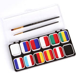 Maxbell 12 Colors Face Body Paint Palettes with 2 Brushes Professional for Carnival