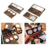Maxbell Wood Palette Tray Wooden Paint Box, Paint Container Travel Paint Case Mixing 12 Grids