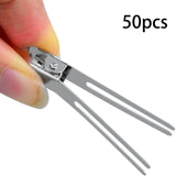 Maxbell 50x Hair Clips Clamps Iron Double Prong Pins Clips for Barber Hair Styling