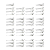 Maxbell 50x Hair Clips Clamps Iron Double Prong Pins Clips for Barber Hair Styling
