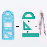 Maxbell Multifunctional Geometric Ruler Supplies Office Mathematics Drawing Template Blue Middle