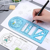 Maxbell Multifunctional Geometric Ruler Supplies Office Mathematics Drawing Template Blue Middle