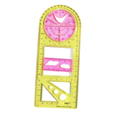 Maxbell Multifunctional Geometric Ruler Supplies Office Mathematics Drawing Template Red Yellow Primary