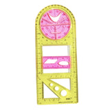 Maxbell Multifunctional Geometric Ruler Supplies Office Mathematics Drawing Template Red Yellow Primary