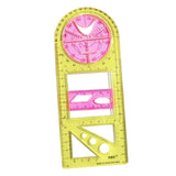 Maxbell Multifunctional Geometric Ruler Supplies Office Mathematics Drawing Template Red Yellow Primary