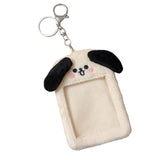 Maxbell Portable Plush Photocard Holder Keychain Protection Sleeve for Purse Handbag Dog with Laugh