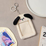 Maxbell Portable Plush Photocard Holder Keychain Protection Sleeve for Purse Handbag Dog with Laugh