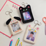 Maxbell Portable Plush Photocard Holder Keychain Protection Sleeve for Purse Handbag Dog with Laugh