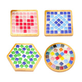 Maxbell Wood Tray Place Mat Hotel Pads Home DIY Mosaic Coaster Kit for Adult Kids Pink Red