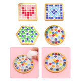 Maxbell Wood Tray Place Mat Hotel Pads Home DIY Mosaic Coaster Kit for Adult Kids Pink Red
