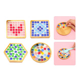 Maxbell Wood Tray Place Mat Hotel Pads Home DIY Mosaic Coaster Kit for Adult Kids Pink Red