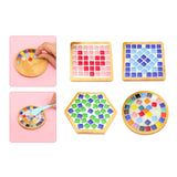 Maxbell Wood Tray Place Mat Hotel Pads Home DIY Mosaic Coaster Kit for Adult Kids Pink Red