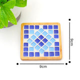 Maxbell Wood Tray Place Mat Hotel Pads Home DIY Mosaic Coaster Kit for Adult Kids Blue
