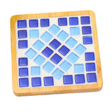 Maxbell Wood Tray Place Mat Hotel Pads Home DIY Mosaic Coaster Kit for Adult Kids Blue