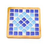 Maxbell Wood Tray Place Mat Hotel Pads Home DIY Mosaic Coaster Kit for Adult Kids Blue