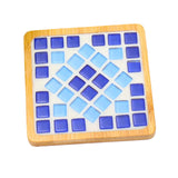 Maxbell Wood Tray Place Mat Hotel Pads Home DIY Mosaic Coaster Kit for Adult Kids Blue