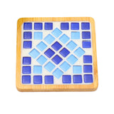 Maxbell Wood Tray Place Mat Hotel Pads Home DIY Mosaic Coaster Kit for Adult Kids Blue