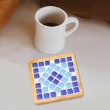 Maxbell Wood Tray Place Mat Hotel Pads Home DIY Mosaic Coaster Kit for Adult Kids Blue