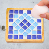 Maxbell Wood Tray Place Mat Hotel Pads Home DIY Mosaic Coaster Kit for Adult Kids Blue