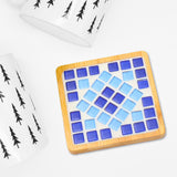 Maxbell Wood Tray Place Mat Hotel Pads Home DIY Mosaic Coaster Kit for Adult Kids Blue
