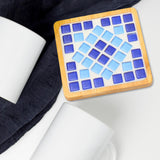 Maxbell Wood Tray Place Mat Hotel Pads Home DIY Mosaic Coaster Kit for Adult Kids Blue