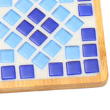 Maxbell Wood Tray Place Mat Hotel Pads Home DIY Mosaic Coaster Kit for Adult Kids Blue