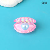 Maxbell 10 Pieces Cute Resin Cabochons Charms Pearl Shells Shaped Headwear Pink