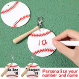 Maxbell 12x Baseball Keychains Key Holder Wooden Bats for Men Adults Party Favors
