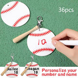 Maxbell 12x Baseball Keychains Key Holder Wooden Bats for Men Adults Party Favors