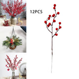 Maxbell Maxbell 12x Christmas Artificial Flower Berries Branches Fruits for Wedding Winter