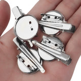 Maxbell Brooch Blank Round Tray with Pin and Hair Clip Metal Durable for Hairdresser