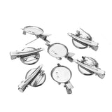 Maxbell Brooch Blank Round Tray with Pin and Hair Clip Metal Durable for Hairdresser