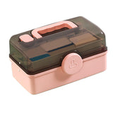 Maxbell Maxbell Multifunctional Medicine Storage Box 3 Tier Fold Tray Lockable for Office Pink