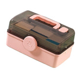 Maxbell Maxbell Multifunctional Medicine Storage Box 3 Tier Fold Tray Lockable for Office Pink