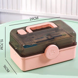 Maxbell Maxbell Multifunctional Medicine Storage Box 3 Tier Fold Tray Lockable for Office Pink