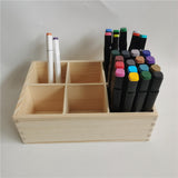 Maxbell Wooden Pencil Holder 6 Compartment Multi Use Durable Organizer for Marker