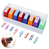 Maxbell 8Pcs Teacher Stamps Colorful Set Self Inking for Reward School Supplies