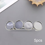 Maxbell 5x Metal Hair Clips 12mm Fashion Hairpins Bezel Tray for Gift Daily White