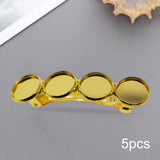 Maxbell 5x Metal Hair Clips 12mm Fashion Hairpins Bezel Tray for Gift Daily Aureate