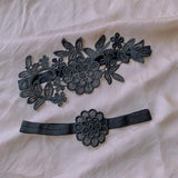 Maxbell 2Pcs Wedding Garters for Bride Leg Rings Handmade for Stage Prom Dance Black
