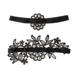 Maxbell 2Pcs Wedding Garters for Bride Leg Rings Handmade for Stage Prom Dance Black