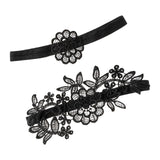 Maxbell 2Pcs Wedding Garters for Bride Leg Rings Handmade for Stage Prom Dance Black