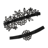 Maxbell 2Pcs Wedding Garters for Bride Leg Rings Handmade for Stage Prom Dance Black