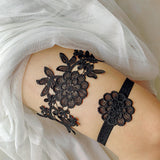 Maxbell 2Pcs Wedding Garters for Bride Leg Rings Handmade for Stage Prom Dance Black